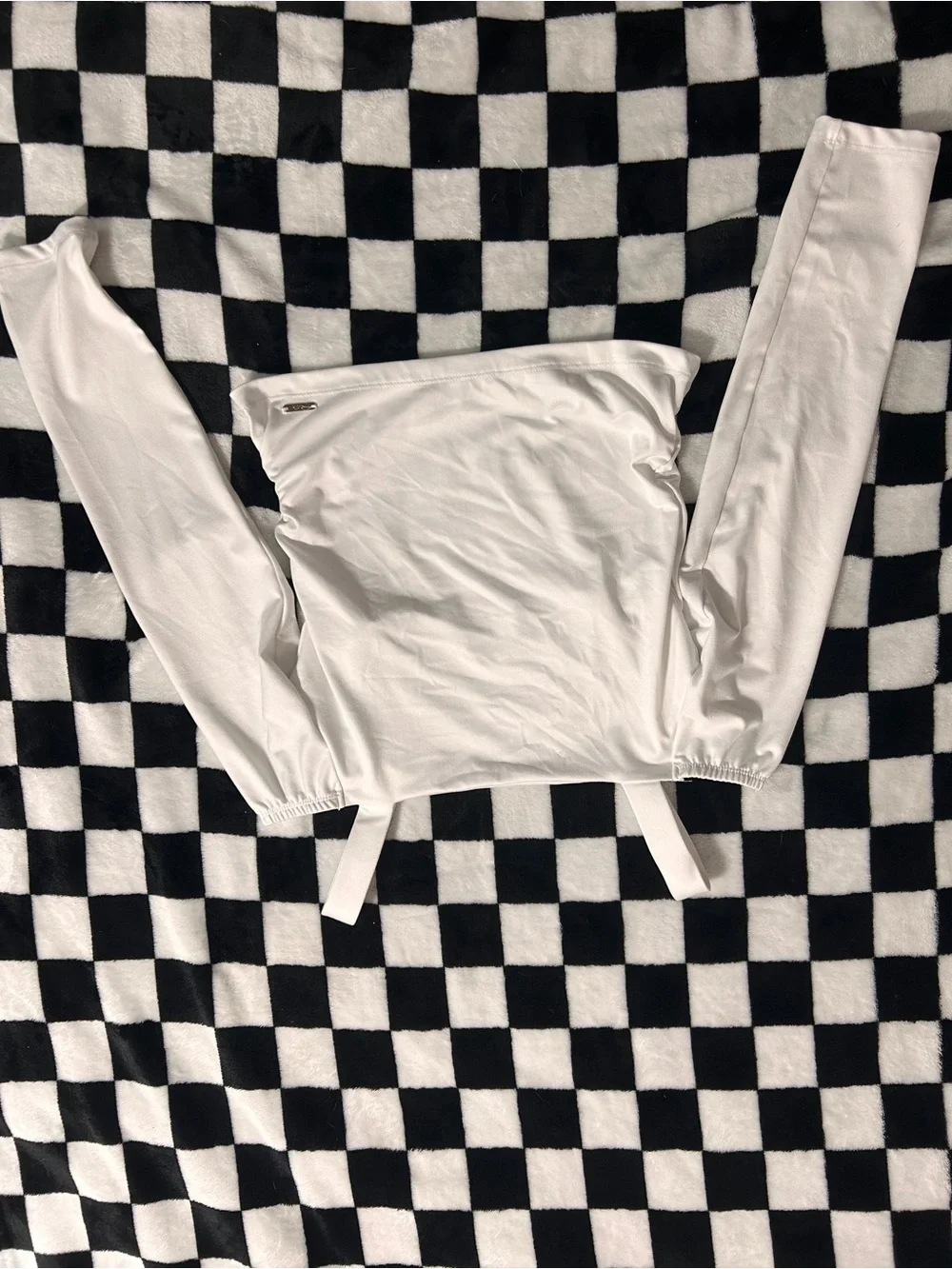 Justice White Long Sleeve Cold Shoulder Top